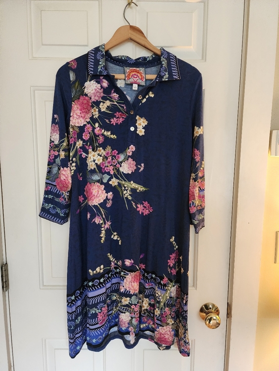 Johnny Was Dresses & Skirts - Johnny Was Willowa Polo Tunic Dress Floral Blue Pink Size S resort Travel Beach